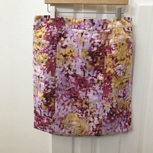 Ann Taylor Loft knee-length watercolor floral skirt